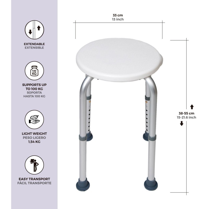 Europodexcymam- taburete cymam de baño redondo modelo SELLA.
