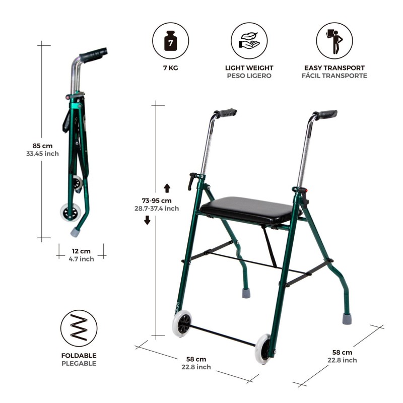 Europodexcymam-andador cymam de acero con asiento modelo OSCOS.