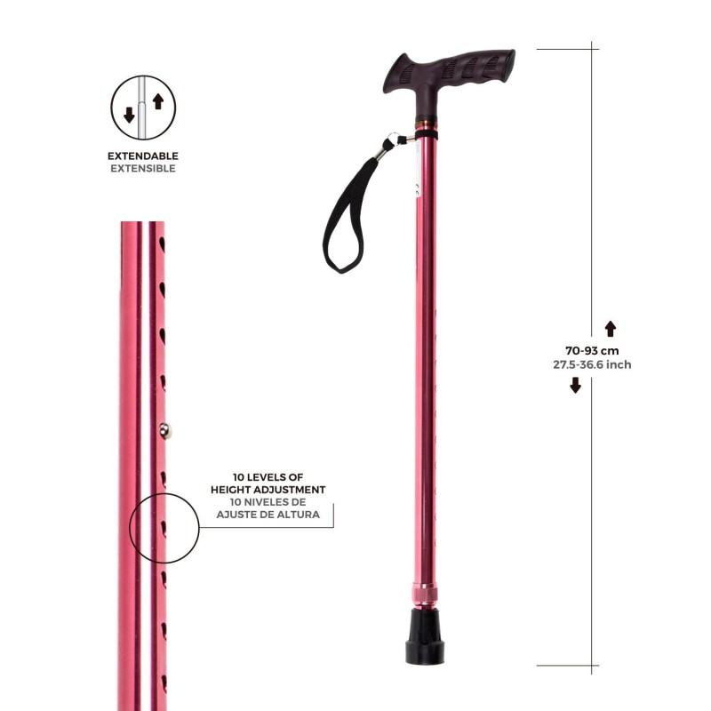 Europodexcymam- Muletilla extensible de aluminio en rojo.