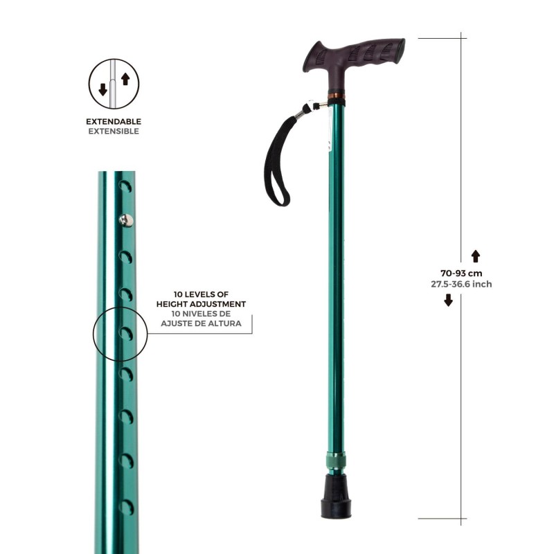 Europodexcymam- Muletilla extensible de aluminio en verde.