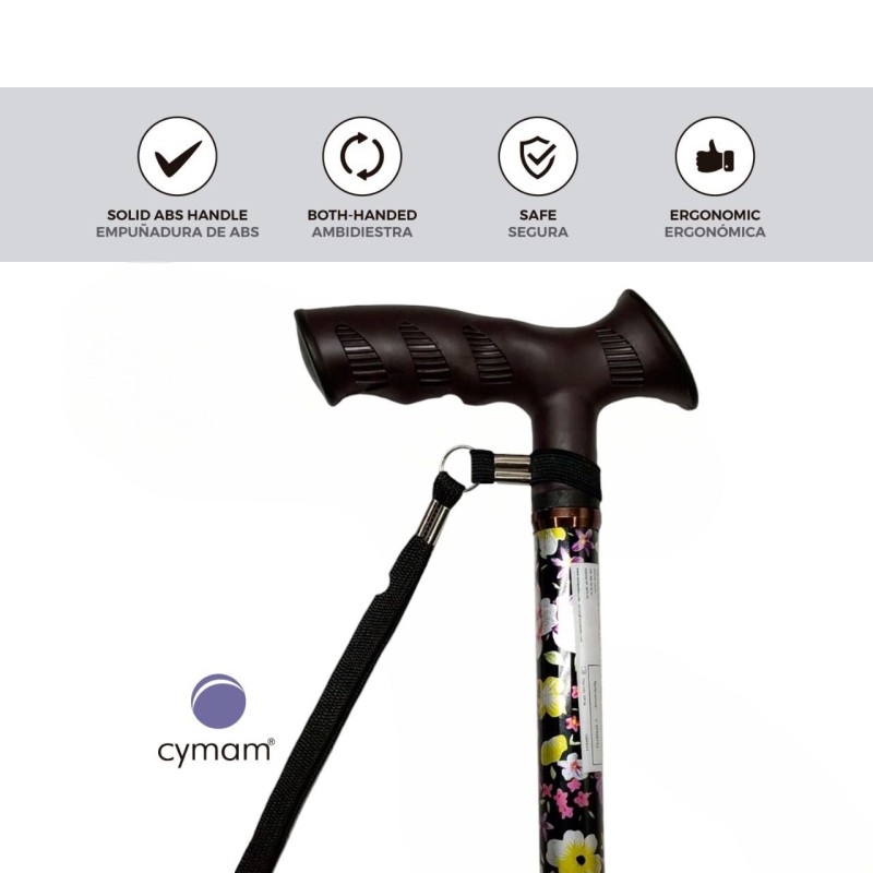 Europodexcymam- Muletilla extensible de aluminio estampada de flores.