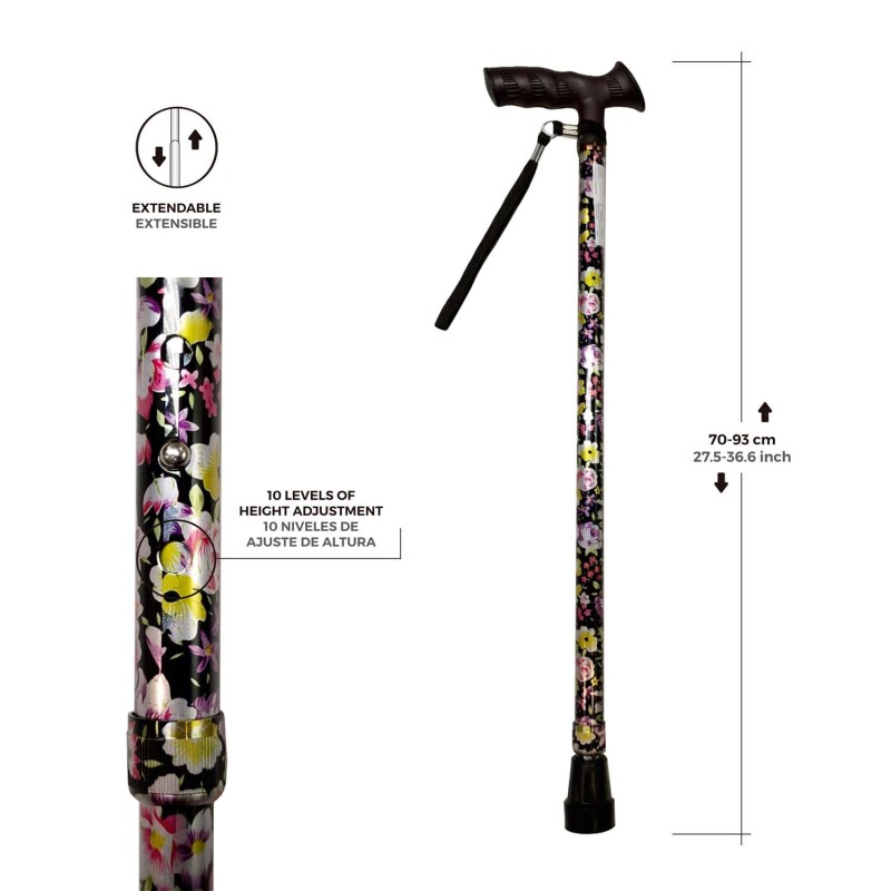 Europodexcymam- Muletilla extensible de aluminio estampada de flores.