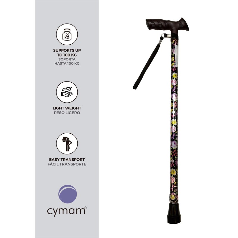 Europodexcymam- Muletilla extensible de aluminio estampada de flores.