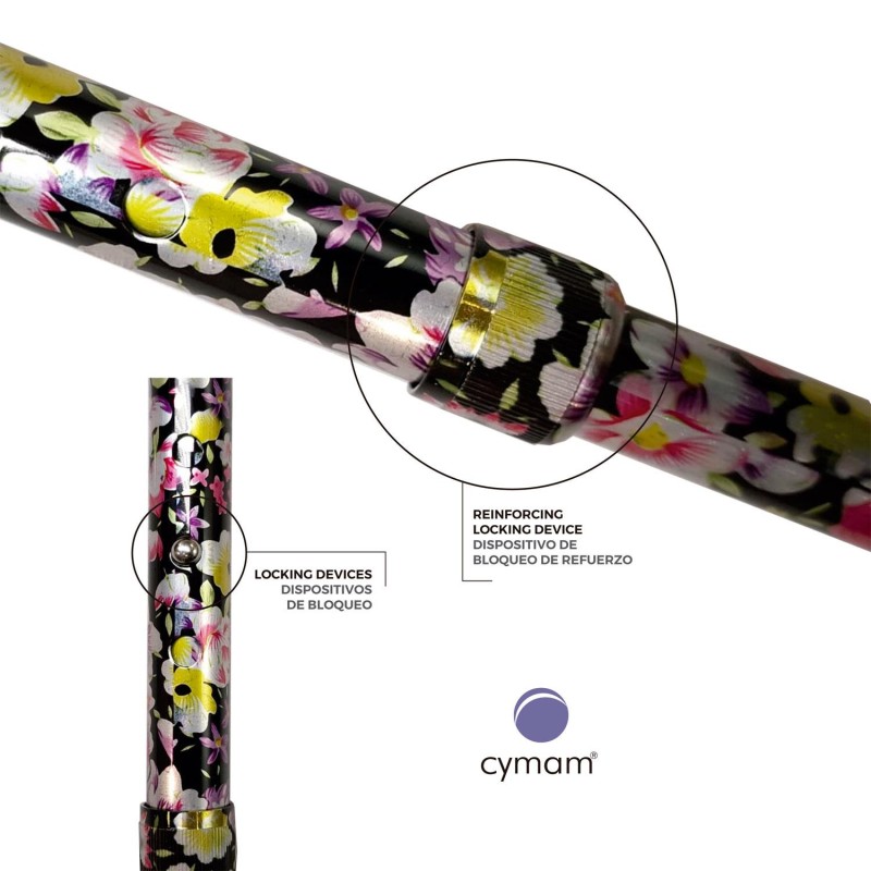 Europodexcymam- Muletilla extensible de aluminio estampada de flores.