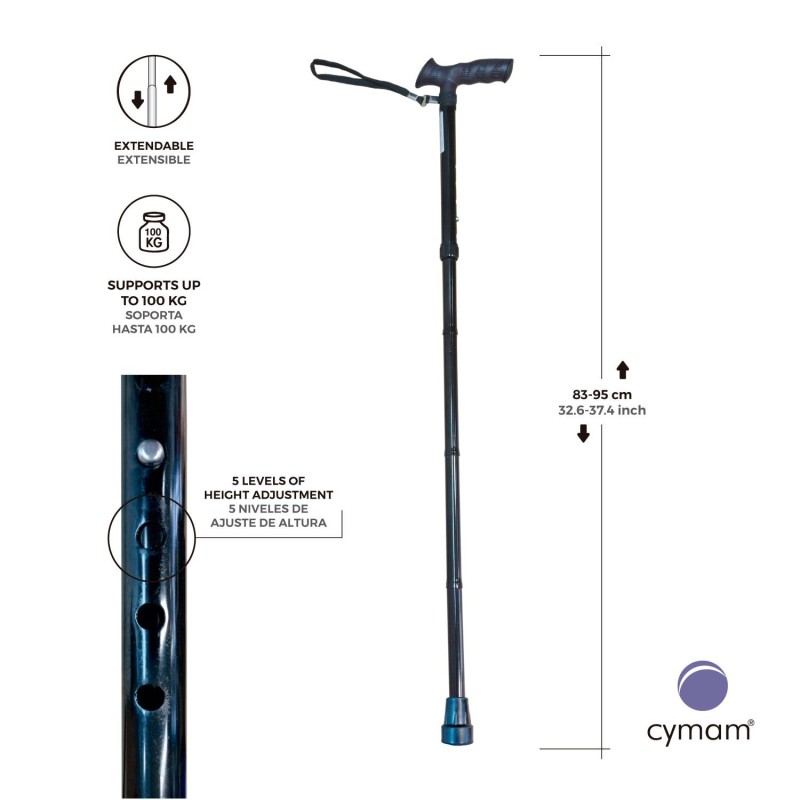 Europodexcymam- Muletilla plegable de aluminio en negra.