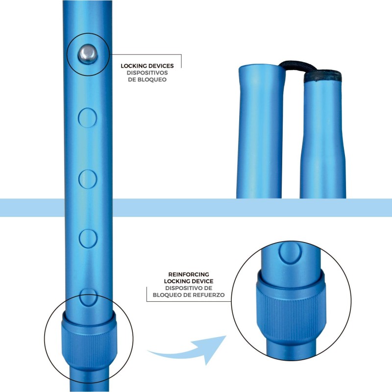 Europodexcymam- Muletilla plegable de aluminio en azul.