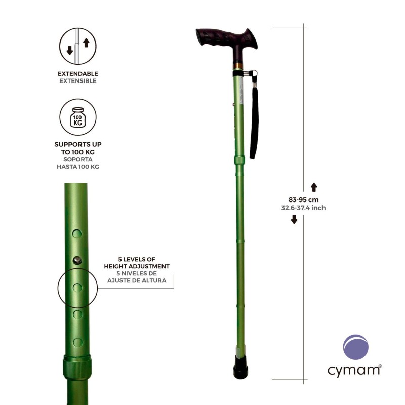 Europodexcymam- Muletilla plegable de aluminio en verde.