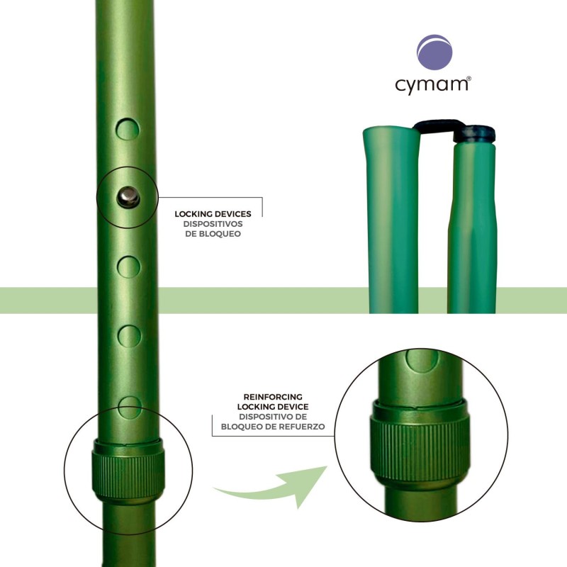 Europodexcymam- Muletilla plegable de aluminio en verde.