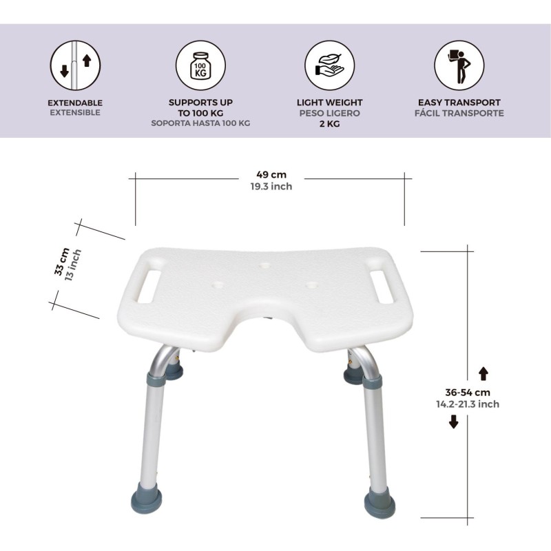 Europodexcymam- taburete cymam de baño con forma de herradura modelo CARES.