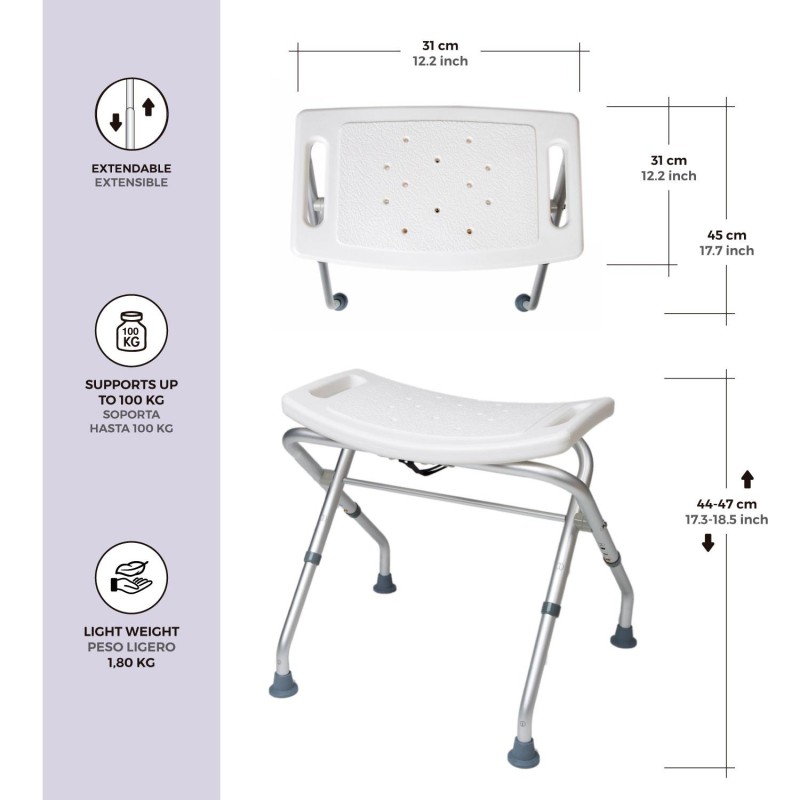 Europodexcymam- Taburete de baño cymam plegable modelo NALÓN